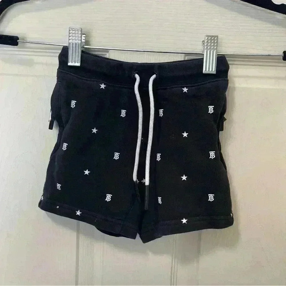 Burberry Zia Star and Monogram Logo Motif Black Athletic Shorts Sz 18M - Picture 1 of 7